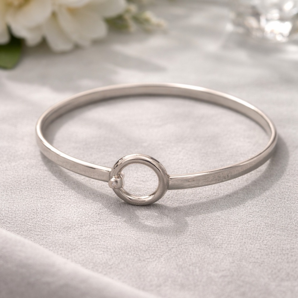 🖤 Vintage European Artisan Sterling Silver Bracelet with Hidden Diamond Accent 💎